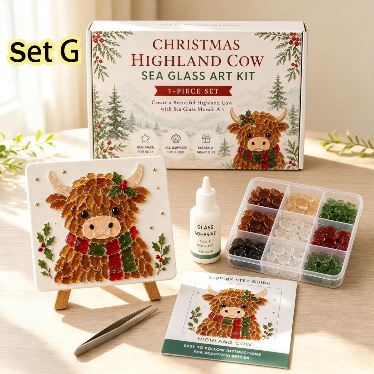 🐮✨ DIY Highland Cow Sea Glass Art Kit